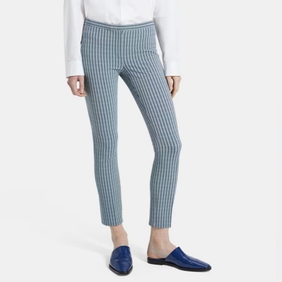 Theory Classic Skinny Grid Striped Pants Size 8 - Picture 1 of 6